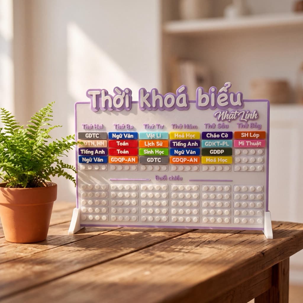 THỜI KHOÁ BIỂU LẮP RÁP MÔN HỌC IN 3D thay đổi môn học cấp học 1, 2, 3 có thể in theo yêu cầu riên