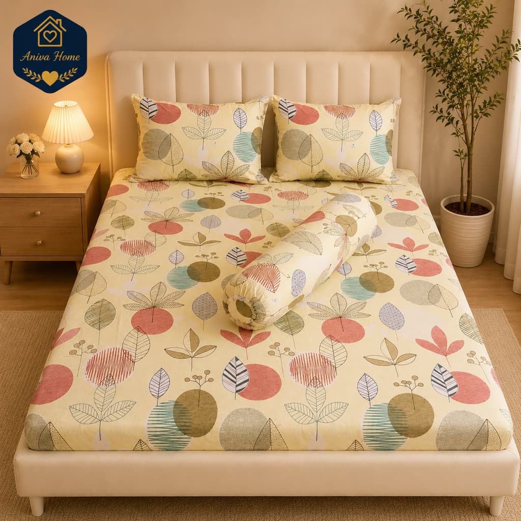Bộ Ga Gối Cotton Thắng Lợi Aniva Home Size 1m8x2m4 – Cotton Mềm Mại, Thoáng Mát, Ga Chun Bọc Nệm