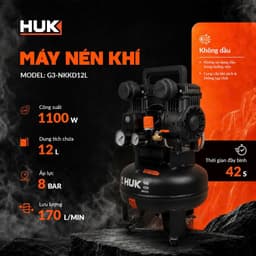 Máy nén khí Không Dầu HUKAN G3-NKKD12L,Dung tích 12 lít - 1.5HP Công suất 1100w - 42 Giây đầy bình 2
