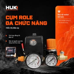Máy nén khí Không Dầu HUKAN G3-NKKD12L,Dung tích 12 lít - 1.5HP Công suất 1100w - 42 Giây đầy bình 4