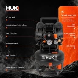 Máy nén khí Không Dầu HUKAN G3-NKKD12L,Dung tích 12 lít - 1.5HP Công suất 1100w - 42 Giây đầy bình 3