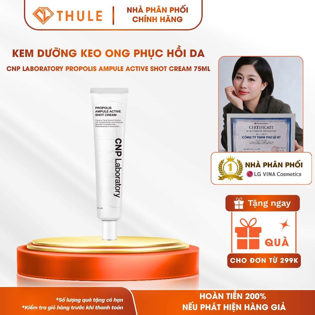 Kem Dưỡng Keo Ong CNP Laboratory Propolis Ampule Active Shot Cream 75ml Phục Hồi Cấp Ẩm Sâu Cho Mọi Loại Da