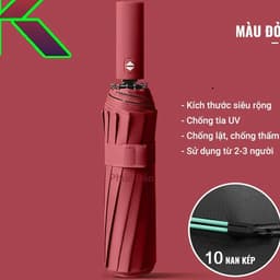 Ô Dù 10 Nan, Chống Nắng, Chống Thấm Nước, Đóng Mở Dễ Dàng Bằng Nút Bấm. 3