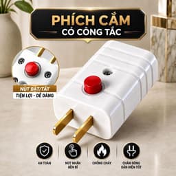 Phích Cắm Điện Có Công Tắc - Hạn Chế Tia Lửa Điện 10A 250VCC 7