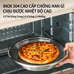 Vỉ Lọc Dầu INOX Kèm Khay Đĩa Size 20cm Hứng Dầu HanmiMart Ráo Dầu Thực Phẩm Dùng Chiên Rán Hấp 4