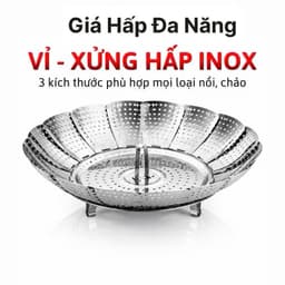 Rổ Hấp Inox Đa Năng Thép Không Rỉ ,Vỉ Hấp Xòe 3 Cánh  3 Chân Dùng Hấp Sôi,Thức Ăn Hải Sản Tiện Dụng Nhà Bếp 1