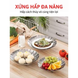 Rổ Hấp Inox Đa Năng Thép Không Rỉ ,Vỉ Hấp Xòe 3 Cánh  3 Chân Dùng Hấp Sôi,Thức Ăn Hải Sản Tiện Dụng Nhà Bếp 3