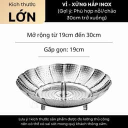 Rổ Hấp Inox Đa Năng Thép Không Rỉ ,Vỉ Hấp Xòe 3 Cánh  3 Chân Dùng Hấp Sôi,Thức Ăn Hải Sản Tiện Dụng Nhà Bếp 9