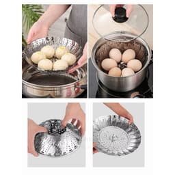 Rổ Hấp Inox Đa Năng Thép Không Rỉ ,Vỉ Hấp Xòe 3 Cánh  3 Chân Dùng Hấp Sôi,Thức Ăn Hải Sản Tiện Dụng Nhà Bếp 7