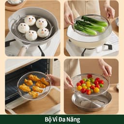 Vỉ Lọc Dầu INOX Kèm Khay Đĩa Size 20cm Hứng Dầu HanmiMart Ráo Dầu Thực Phẩm Dùng Chiên Rán Hấp 6