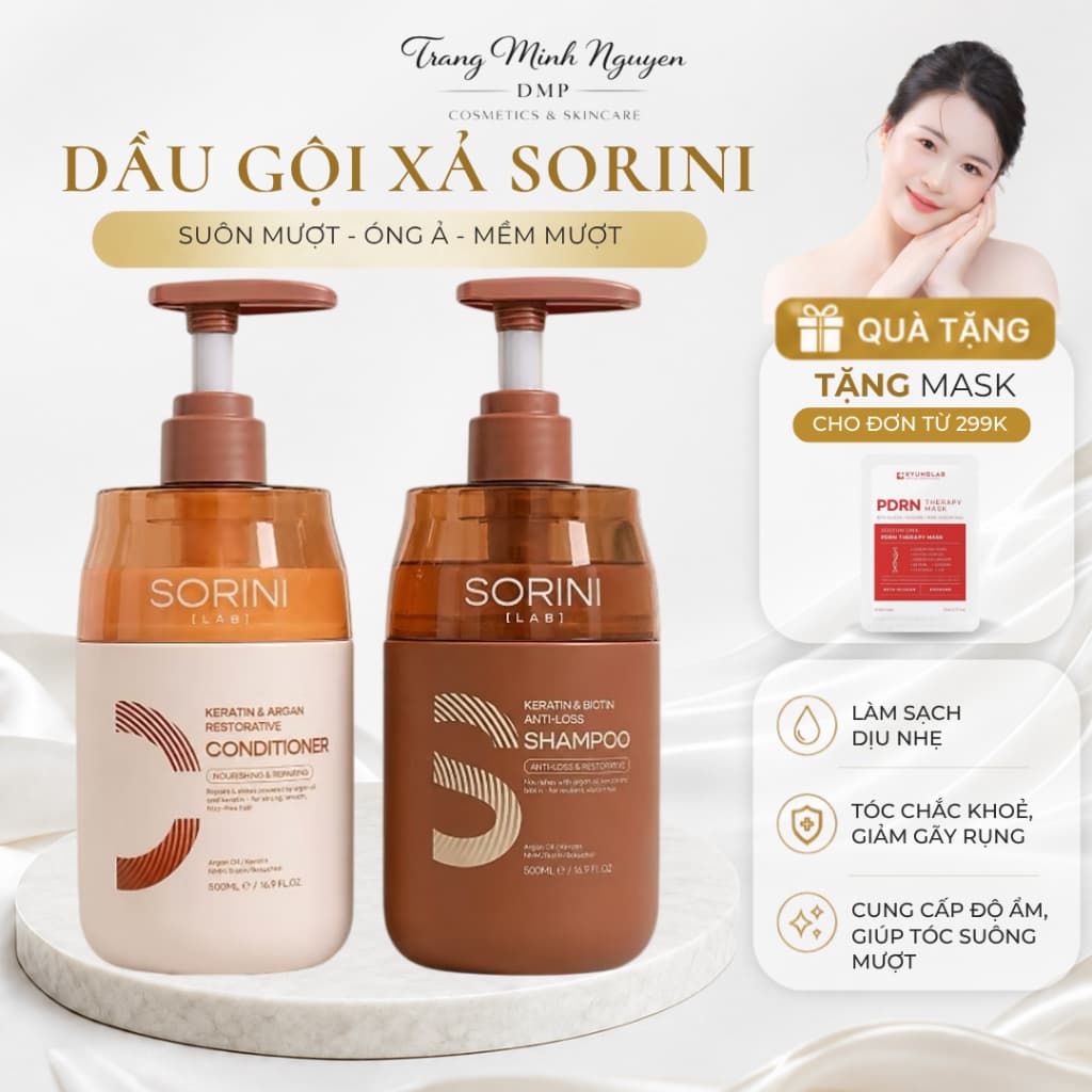 [Sẵn] Cặp Dầu Gội Xả Sorini | Làm Sạch Tóc, Dưỡng Tóc Mềm Mượt, Hỗ Trợ Chăm Sóc Tóc Hư Tổn l The elite 