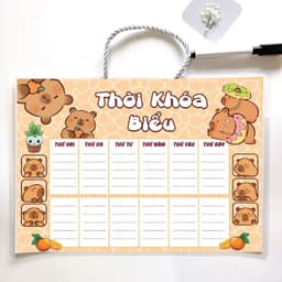 Thời Khóa Biểu Học sinh A4 ép Plastic kháng nước viết xóa dễ dàng sẵn dây treo và bút 2