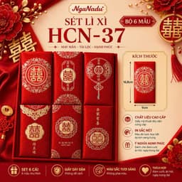 Sét 10 cái / 6 cái Lì Xì Đám Cưới,Bao Lì Xì Đỏ cao cấp may mắn,Song Hỷ,Nạp Tài,bê tráp,Hồng bao Vu Quy Cát Tường 4