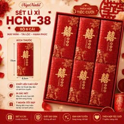 Sét 10 cái / 6 cái Lì Xì Đám Cưới,Bao Lì Xì Đỏ cao cấp may mắn,Song Hỷ,Nạp Tài,bê tráp,Hồng bao Vu Quy Cát Tường 5