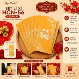 Sét 10 cái / 6 cái Lì Xì Đám Cưới,Bao Lì Xì Đỏ cao cấp may mắn,Song Hỷ,Nạp Tài,bê tráp,Hồng bao Vu Quy Cát Tường 8