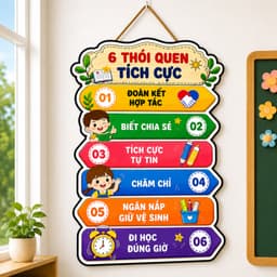 Bảng Gỗ Nội Quy 30x40cm, Rèn Luyện Thói quen tích cực tạo động lực cho học sinh, Decor trang trí lớp học ý nghĩa 5