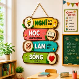 Bảng Gỗ Nội Quy 30x40cm, Rèn Luyện Thói quen tích cực tạo động lực cho học sinh, Decor trang trí lớp học ý nghĩa 3