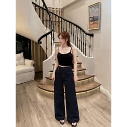 Quần Jean Nữ Ống Suông Cạp Cao CHEZI HOUSE – Form Basic Tôn Dáng, Hack Chân Dài, 2 Độ Dài 95/102cm #7992-8078 – Màu Xanh 5