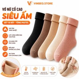 Vớ Nữ Sét 10 Đôi -Tất Nữ-Tất Lót Lông nữ Cổ Cao Sinh Nhiệt Chất Dày Cho Mùa Đông Siêu ấmTông Màu Pastel 1