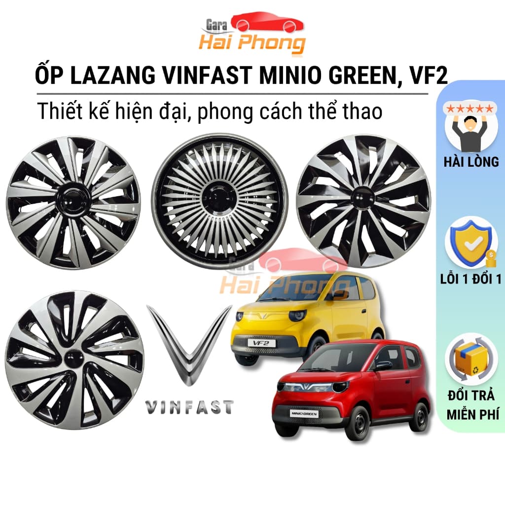 Combo Ốp Lazang Vinfast Minio Green, VF2 Size R13, Ốp Mâm Cho Các Dòng Xe Ô Tô Bánh 13inch, Tự Lắp Đặt Dễ Dàng Tại Nhà