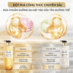 Sữa Tắm Sáng Da OLAY B3 Hương Hoa Dành Dành và Olay Luminous Hương Hoa Hồng/ Trái Vải 6