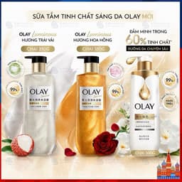 Sữa Tắm Sáng Da OLAY B3 Hương Hoa Dành Dành và Olay Luminous Hương Hoa Hồng/ Trái Vải 1