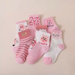 [Combo] Set 10 đôi tất Họa Tiết Loppy Hồng Dành Cho bé từ 2-12 Tuổi Xinh Xắn Ấm Áp 2
