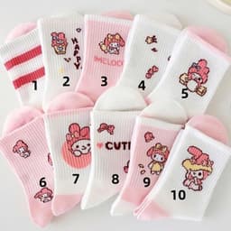 [Combo] Set 10 đôi tất Họa Tiết Loppy Hồng Dành Cho bé từ 2-12 Tuổi Xinh Xắn Ấm Áp 6