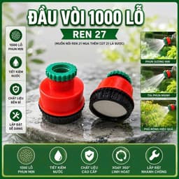 Đầu Sen Tắm Phun Tia Tăng Áp - Đầu vòi 1000 Lỗ Siêu Mịn Tiết Kiệm Nước phù hợp rửa tay, rửa rau tiện lợi zen 21 và 27 3