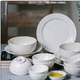 LẺ Tô chén dĩa sứ trắng  đầy đủ Set bát đĩa tô chén ăn cơm gia đình sứ tráng men xuất khẩu - QH 3