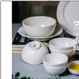 LẺ Tô chén dĩa sứ trắng  đầy đủ Set bát đĩa tô chén ăn cơm gia đình sứ tráng men xuất khẩu - QH 9
