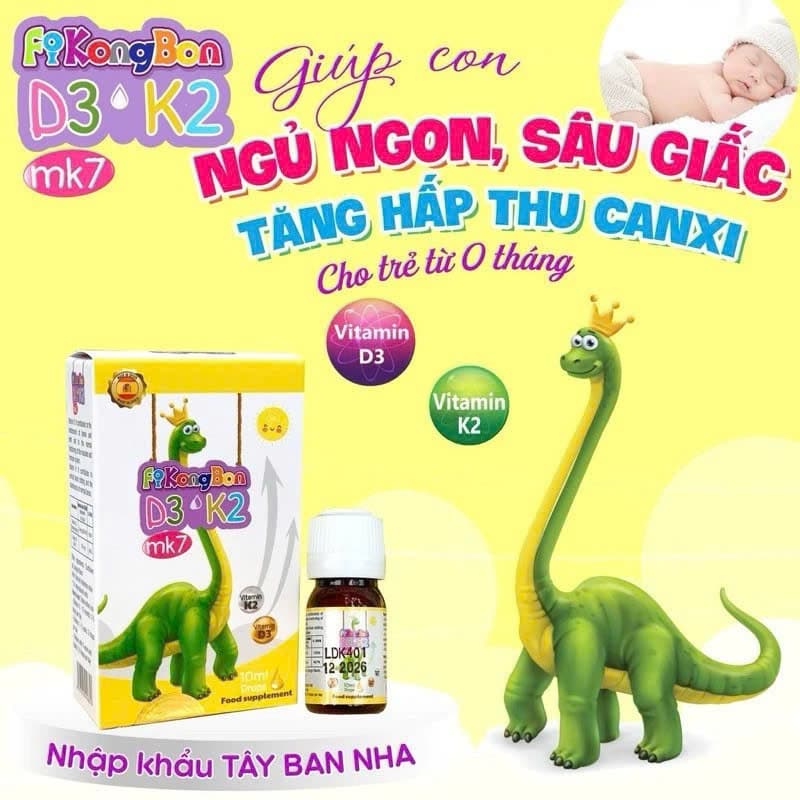 FIKONGBON D3K2 MK7_10ml_Giúp tăng cường hấp thụ canxi, hỗ trợ xương, răng chắc khỏe.