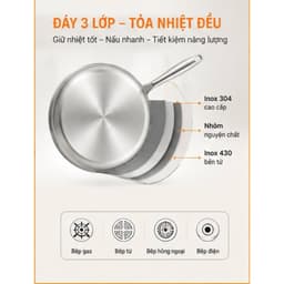CHẢO INOX CAO CẤP PALADIN PLD 3024 (KÈM VUNG KÍNH) - CHẢO XÀO NẤU NGUYÊN KHỐI 3 LỚP, DÙNG MỌI LOẠI BẾP 4