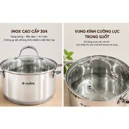 Nồi Inox Cao Cấp Aulux SPP-22 Size 22cm - Vung Kính Cường Lực, Dùng Được Mọi Loại Bếp (Bếp Từ, Bếp Hồng Ngoại, Bếp Gas) 6