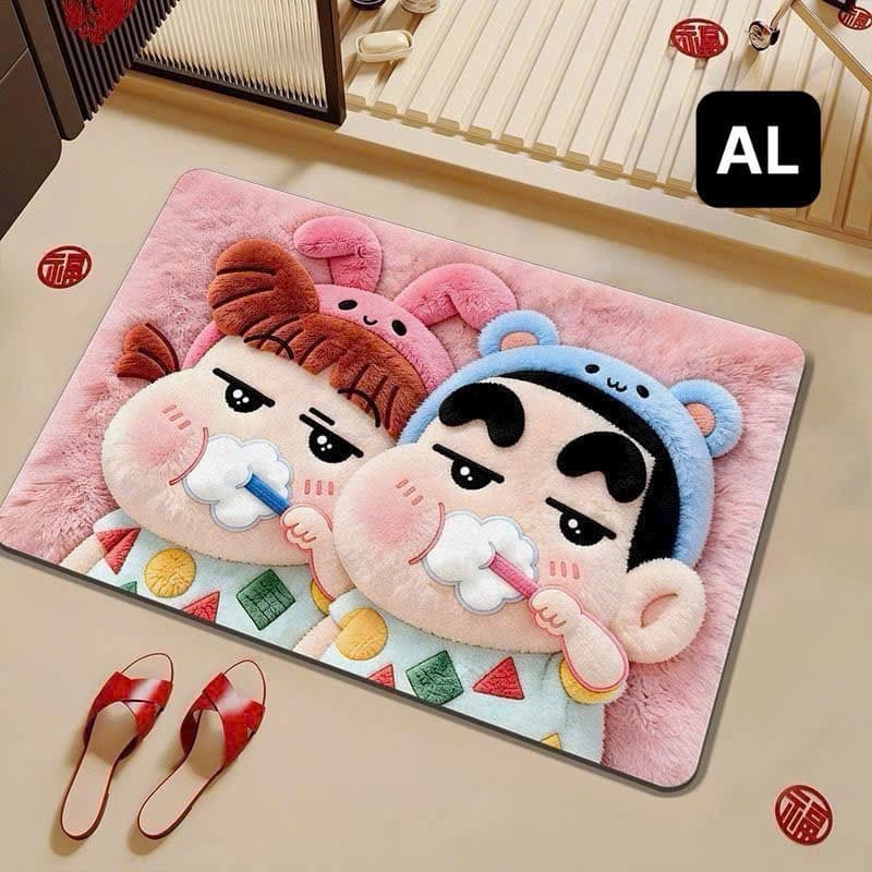 Thảm Chống Trơn Trượt, Thảm Trang Trí Phòng Ngủ Hình Nhân Vật Shin 5D 40x60cm Chống Trượt