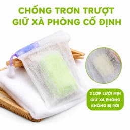 Túi Lưới Đựng Xà Phòng 2 Lớp Tạo Bọt Siêu Mịn Có Dây Rút Treo Tiện Lợi Giúp Xà Phòng Khô Nhanh Chống Trơn Trượt GD394 5