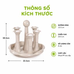 Khay Úp Cốc Nhựa Đa Năng 1308 Việt Nhật 8 Vị Trí Úp Ly Có Khay Hứng Nước Chất Liệu Nhựa PP Cao Cấp GD395 4
