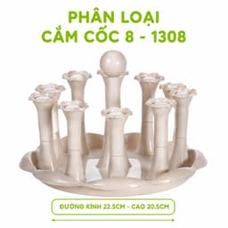 Khay Úp Cốc Nhựa Đa Năng 1308 Việt Nhật 8 Vị Trí Úp Ly Có Khay Hứng Nước Chất Liệu Nhựa PP Cao Cấp GD395 9