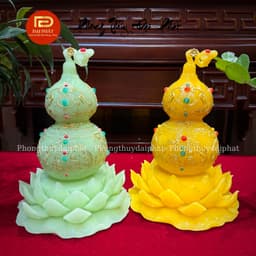 Hồ lô liên hoa chiêu tài tụ lộc hóa giải thị phi chất liệu bột đá trang trí ban thờ t 7