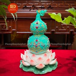 Hồ lô liên hoa chiêu tài tụ lộc hóa giải thị phi chất liệu bột đá trang trí ban thờ t 4