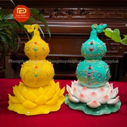 Hồ lô liên hoa chiêu tài tụ lộc hóa giải thị phi chất liệu bột đá trang trí ban thờ t 3