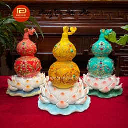 Hồ lô liên hoa chiêu tài tụ lộc hóa giải thị phi chất liệu bột đá trang trí ban thờ t 2