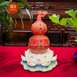 Hồ lô liên hoa chiêu tài tụ lộc hóa giải thị phi chất liệu bột đá trang trí ban thờ t 9