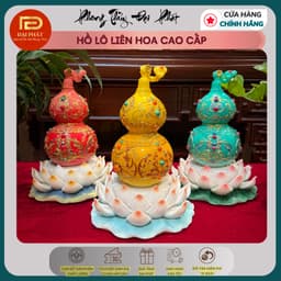 Hồ lô liên hoa chiêu tài tụ lộc hóa giải thị phi chất liệu bột đá trang trí ban thờ t 1