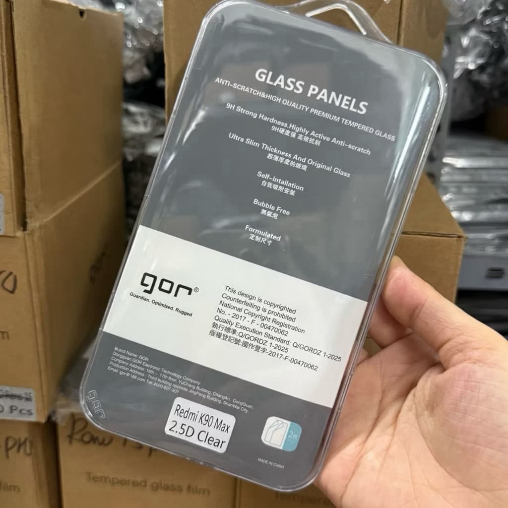 Bộ 2 kính cường lực GOR Xiaomi Redmi K90 Max trong suốt, siêu mượt Hãng GOR