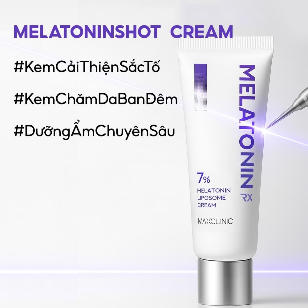 MAXCLINIC Melatoninshot Kem Dưỡng Hỗ Trợ Làm Sáng Và Cải Thiện Nếp Nhăn 7% Melatonin Liposome Cream