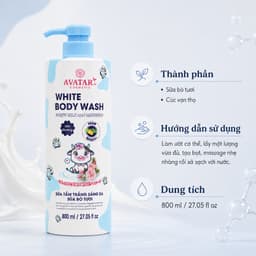 Sữa Tắm Trắng Sáng Da Sữa Bò Tươi Avatar 800ml - Làm sạch cơ thể, dưỡng da mềm mại và sáng mịn 2