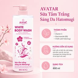 Sữa Tắm Trắng Sáng Da Hatomugi Avatar 800ml - Làm sạch cơ thể, dưỡng ẩm cho da mềm mại và sáng mịn 2