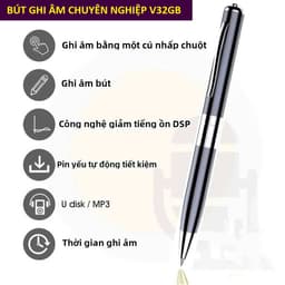 Bút Ghi Chuyên Nghiệp VR-256GB WAV 192Kbps Pin 15H Hỗ Trợ Nghe Nhạc MP3 UDisk Kiêm Bút Ký Tên Lịch Lãm Tinh Tế 1