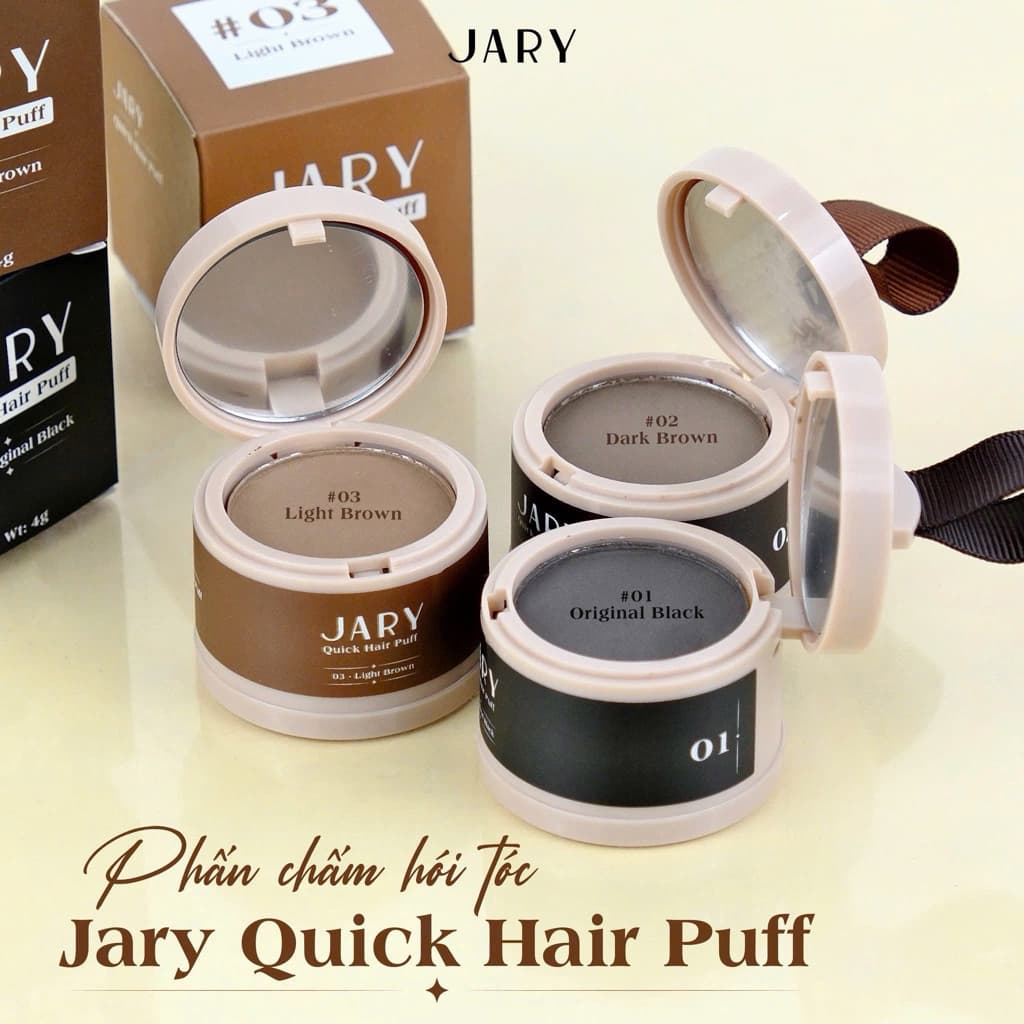 Phấn Chấm Hói Tóc Jary Che Phủ Nhanh Chống Tóc Dày Chuẩn Màu Tự Nhiên Lâu Trôi Quick Hair Puff 4G